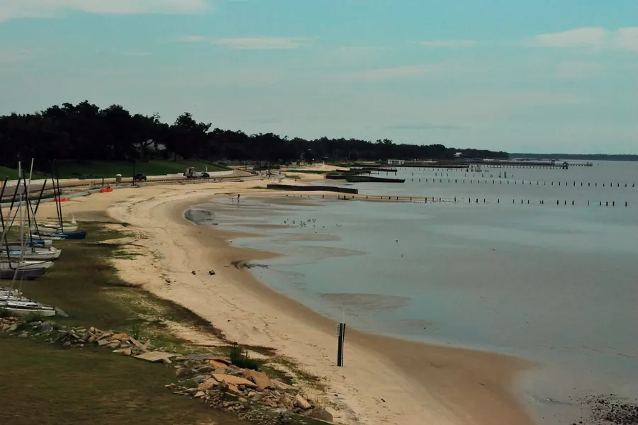 Quiet stretch of the Mississippi Gulf Coast shoreline near Ocean Springs